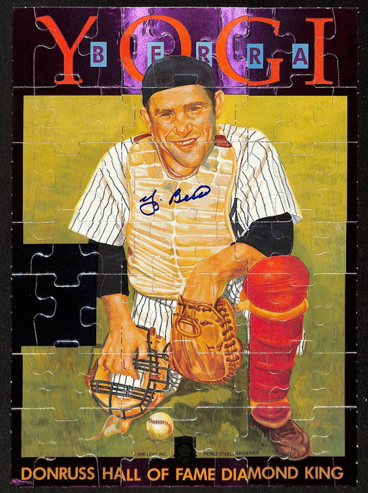 Yogi Berra HOF Signed/Autographed 8x11 1990 Leaf Perez-Steel Photo Puzzle 198390