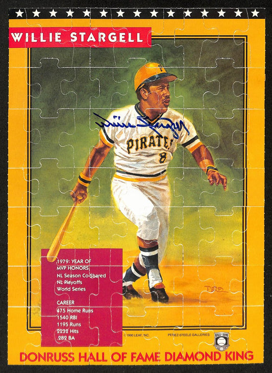 Willie Stargell HOF Signed/Auto 8x11 1990 Leaf Perez-Steel Photo Puzzle 198392