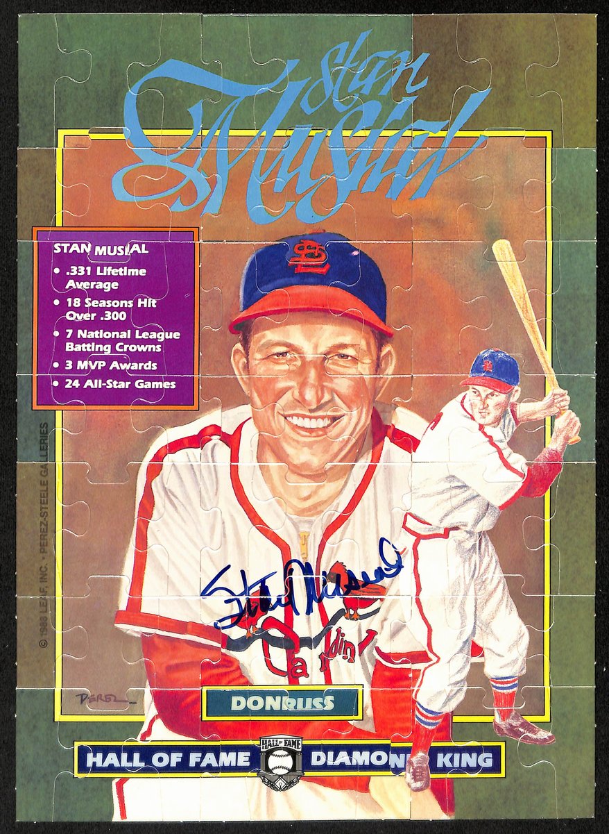 Stan Musial HOF Signed/Autographed 8x11 1988 Leaf Perez-Steel Photo Puzzle 198394
