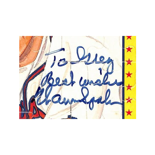 Warren Spahn HOF Signed/Inscribed 8x11 1989 Leaf Perez-Steel Photo Puzzle 198395