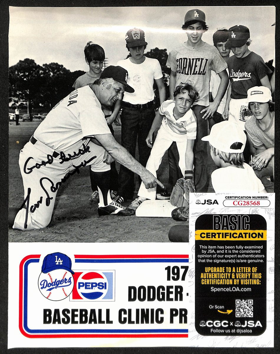 Tom Lasorda HOF Signed 8x10 1977 Dodger - Pepsi Baseball Clinic Photo JSA 197976