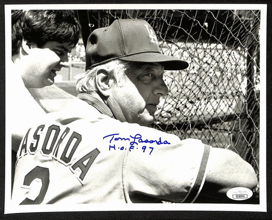 Tom Lasorda HOF Los Angeles Dodgers Signed/Inscribed 8x10 B/W Photo JSA 197980