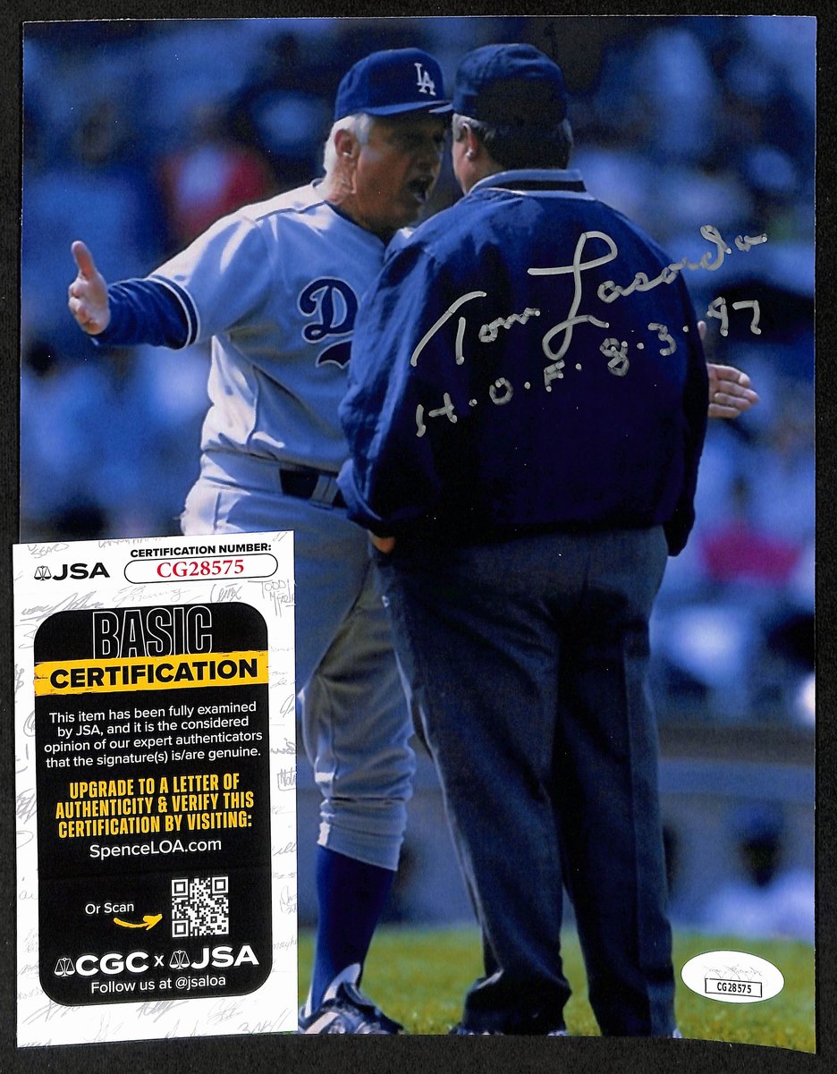 Tom Lasorda HOF Los Angeles Dodgers Signed/Inscribed 8x10 Photo JSA 197981