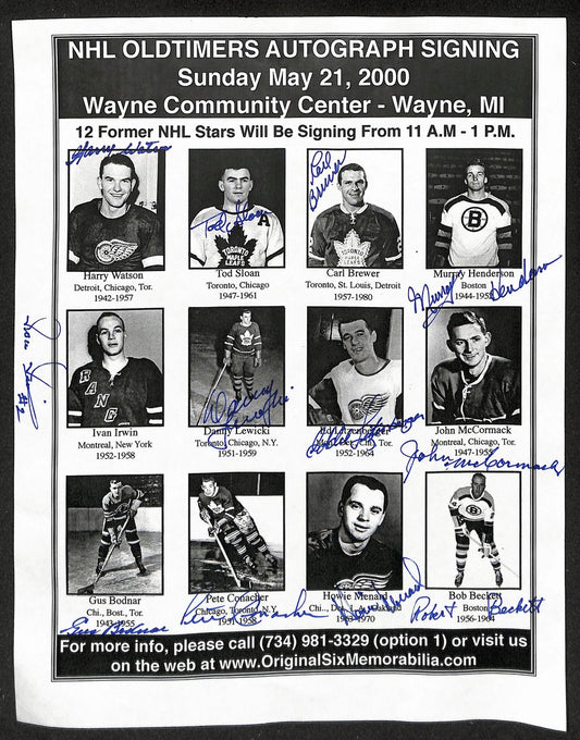 May 21, 2000 NHL Oldtimers Signing Photo Page Signed by (12) Players JSA 198378