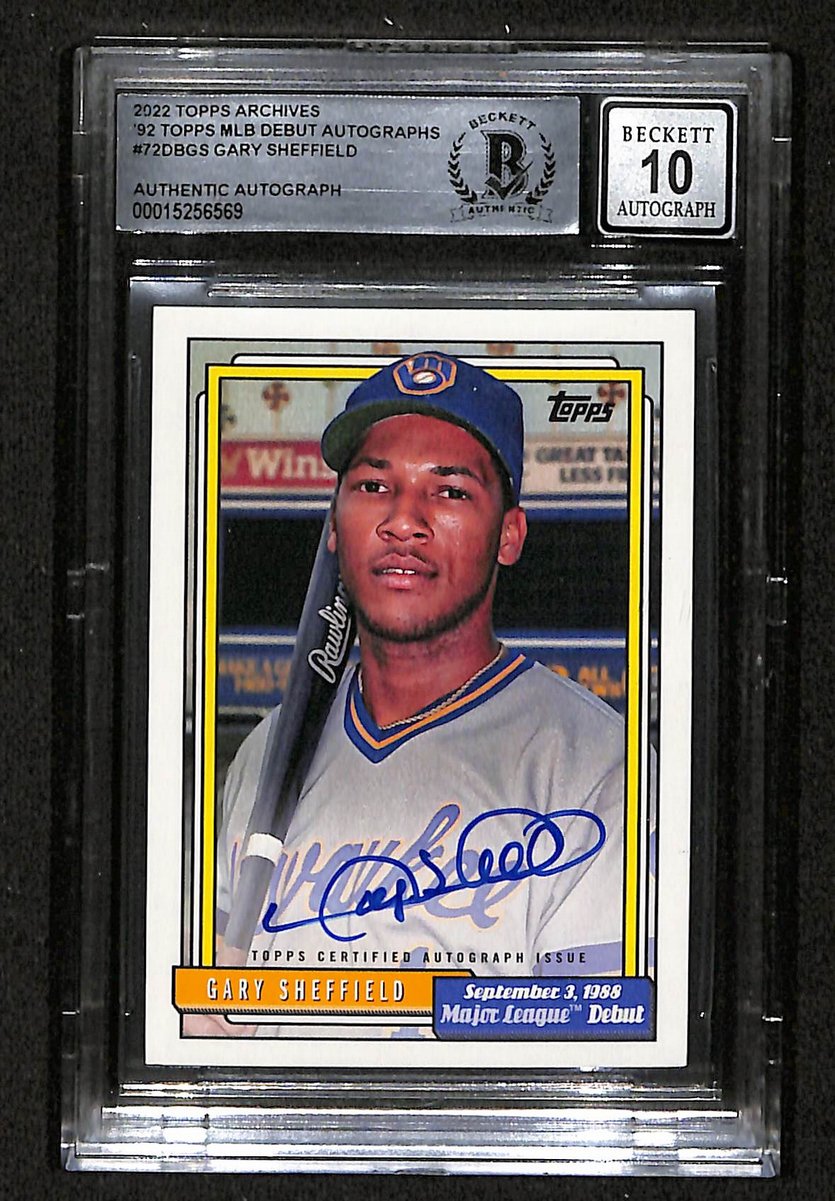 Gary Sheffield Signed 2022 TOPPS Archives Card #72DB-GS BAS/Beckett GEM MINT 10