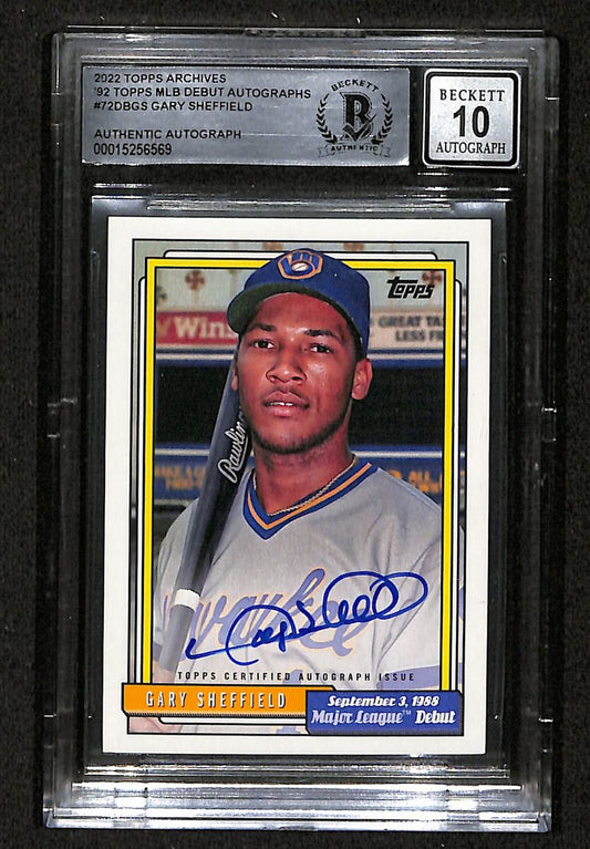 Gary Sheffield Signed 2022 TOPPS Archives Card #72DB-GS BAS/Beckett GEM MINT 10