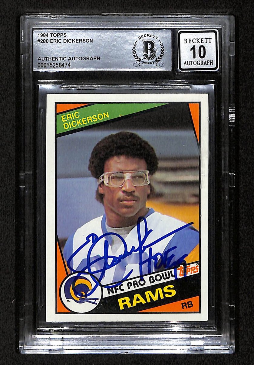 Eric Dickerson HOF Signed 1984 TOPPS RC Card #280 BAS/Beckett GEM MINT 10 AUTO