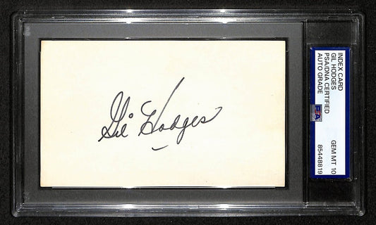 Gil Hodges HOF Dodgers Signed/Auto 3x5 Index Card PSA/DNA GEM MINT-10 198702