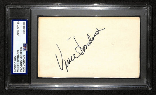 Vince Lombardi Packers Signed/Auto 3x5 Index Card PSA/DNA GEM MINT-10 198706