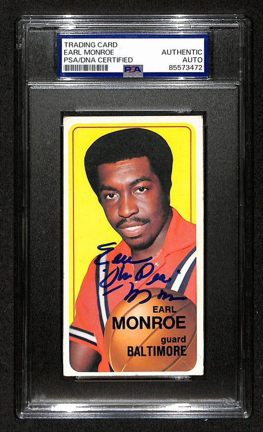 Earl Monroe HOF Bullets Signed/Inscr 1970-71 TOPPS Card #20 PSA/DNA 198710