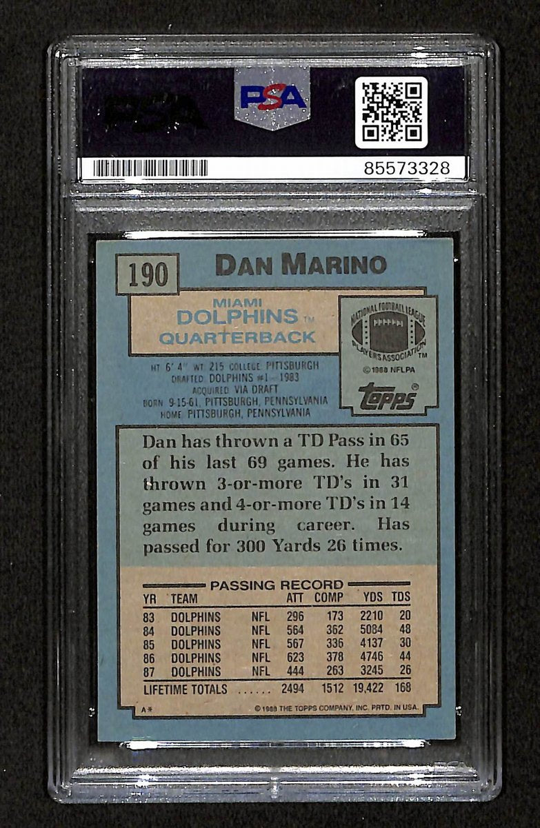 Dan Marino HOF Signed/Auto On Card 1988 TOPPS Card #190 PSA/DNA 198767