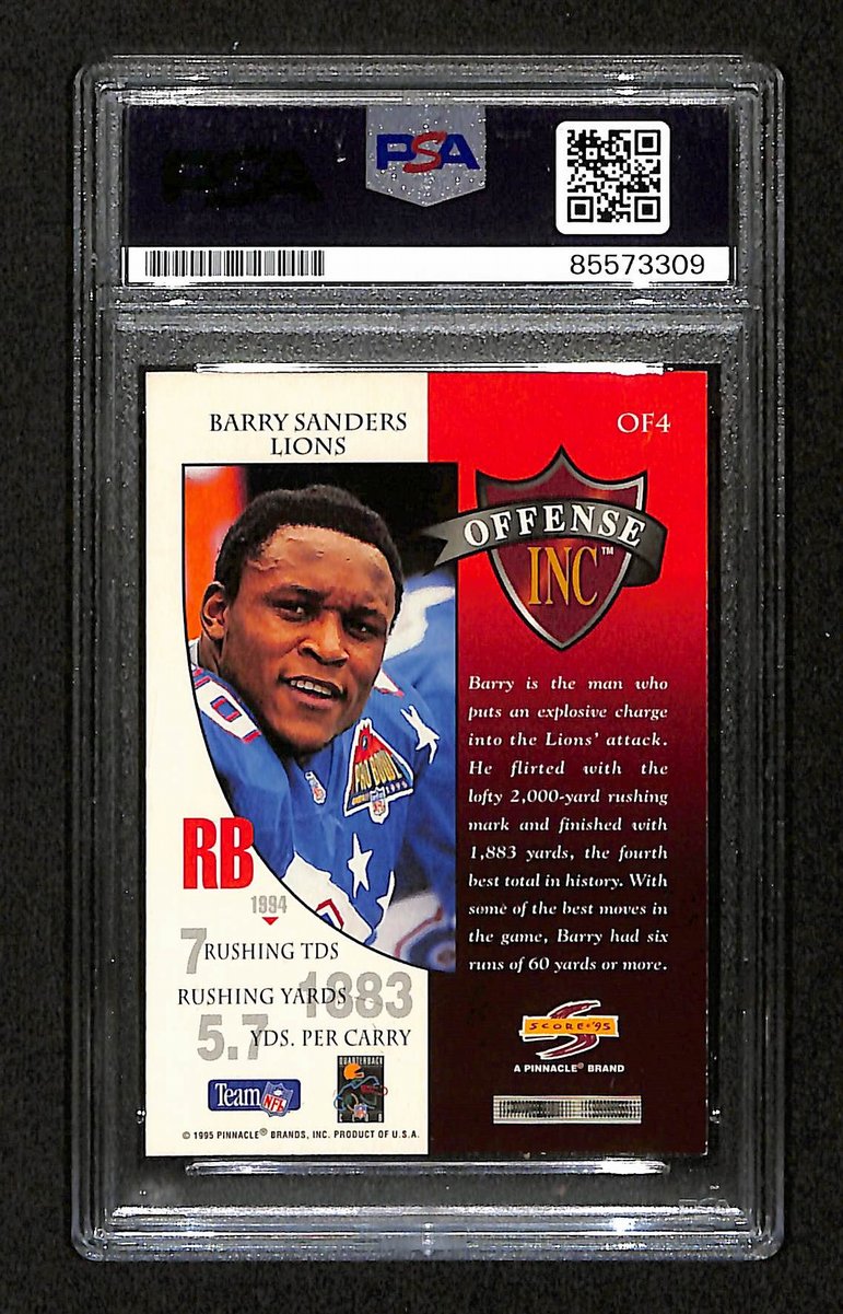 Barry Sanders HOF Signed/Auto On Card 1995 Score Card #OF4 PSA/DNA 198768