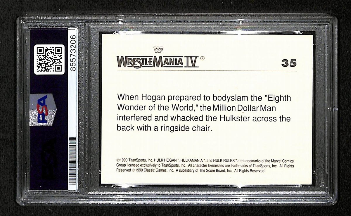 Hulk Hogan Signed/Auto 1990 Classic Wrestlemania IV Card #35 PSA/DNA 198775