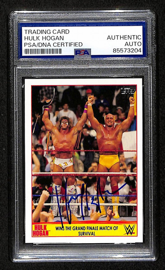 Hulk Hogan Signed/Auto 2015 TOPPS w/ Ultimate Warrior Card #12 PSA/DNA 198782