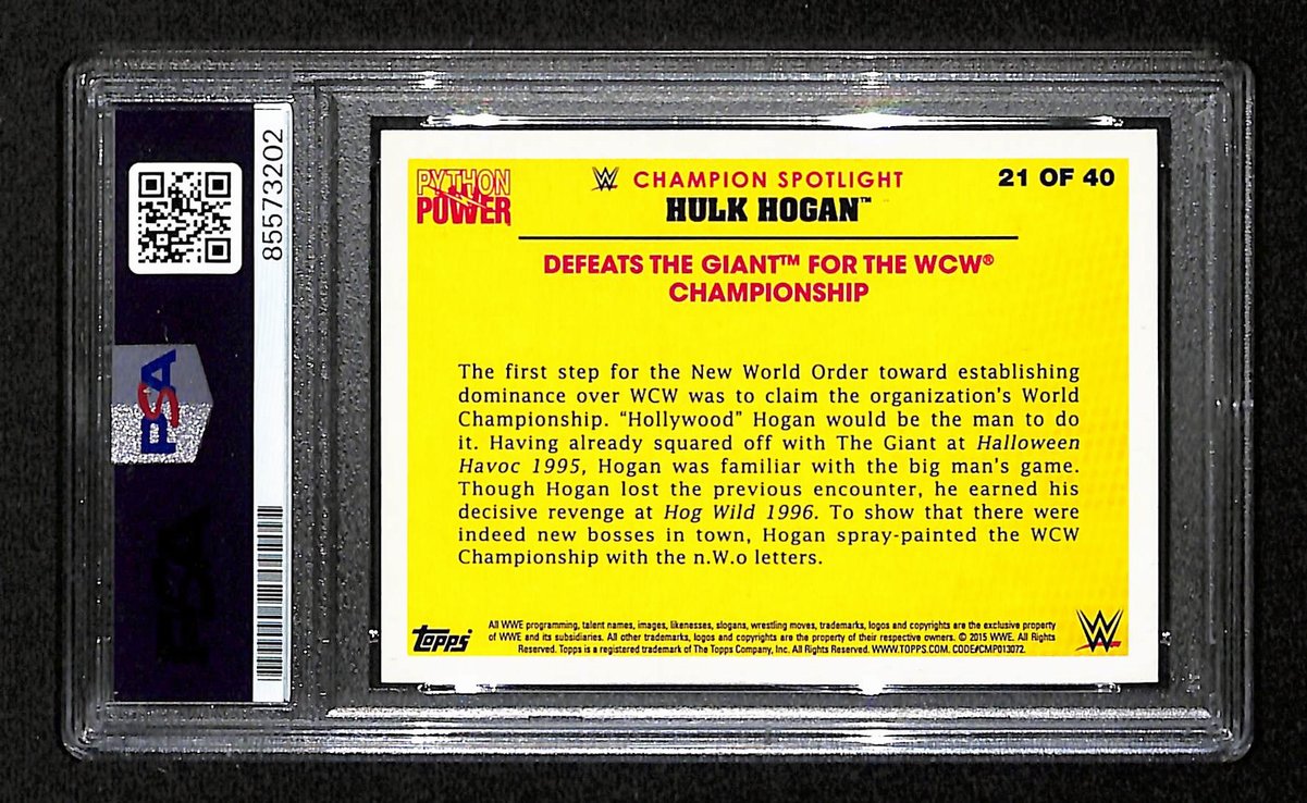 Hulk Hogan Signed/Auto 2015 TOPPS WCW Champion Card #21 PSA/DNA 198784