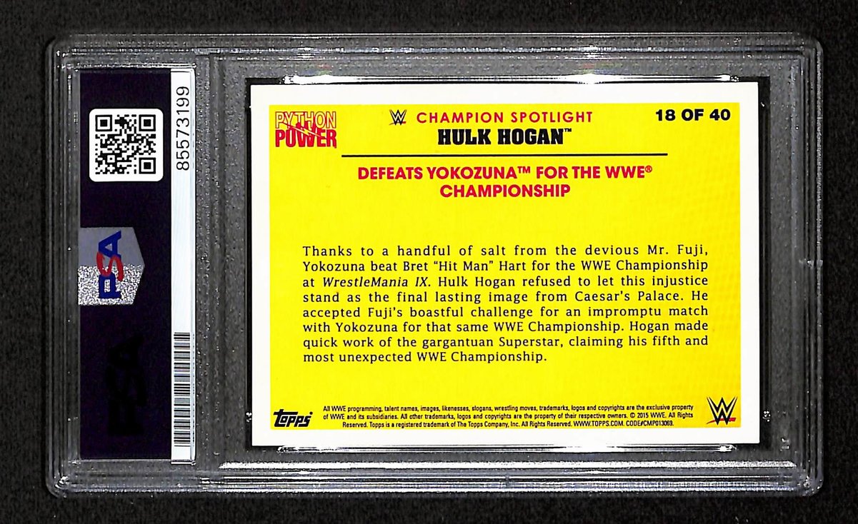 Hulk Hogan Signed/Auto 2015 TOPPS WWE Champion Card #18 PSA/DNA 198787