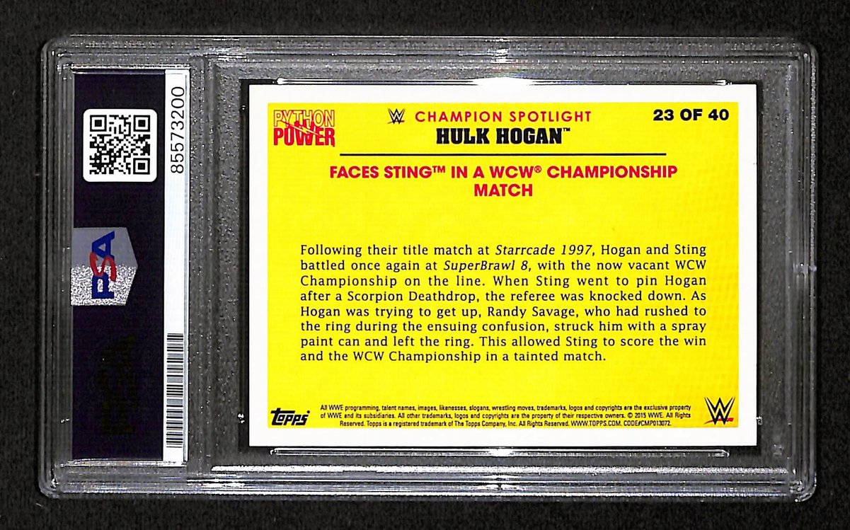 Hulk Hogan Signed/Auto 2015 TOPPS WWE Champion Card #23 PSA/DNA 198789