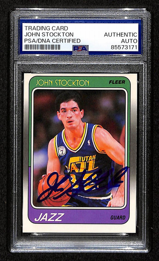 John Stockton HOF Signed/Auto On Card 1988 Fleer RC Card #115 PSA/DNA 198724