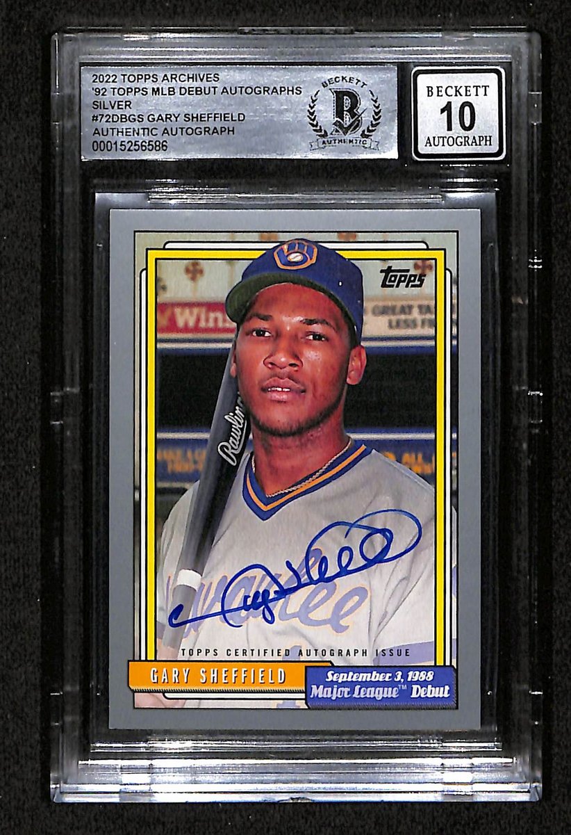 Gary Sheffield Signed/Auto On Card 1992 TOPPS Card #72DB-GS BAS GEM MINT-10