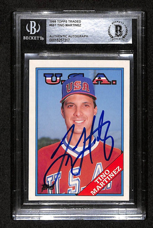 Tino Martinez Signed/Auto On Card 1988 TOPPS RC Card #66T BAS/Beckett 198342