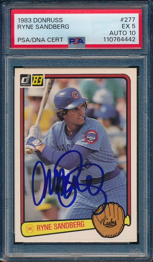 Ryne Sandberg HOF Signed On Card 1983 Donruss RC Card #277 PSA/DNA EX 5 198345