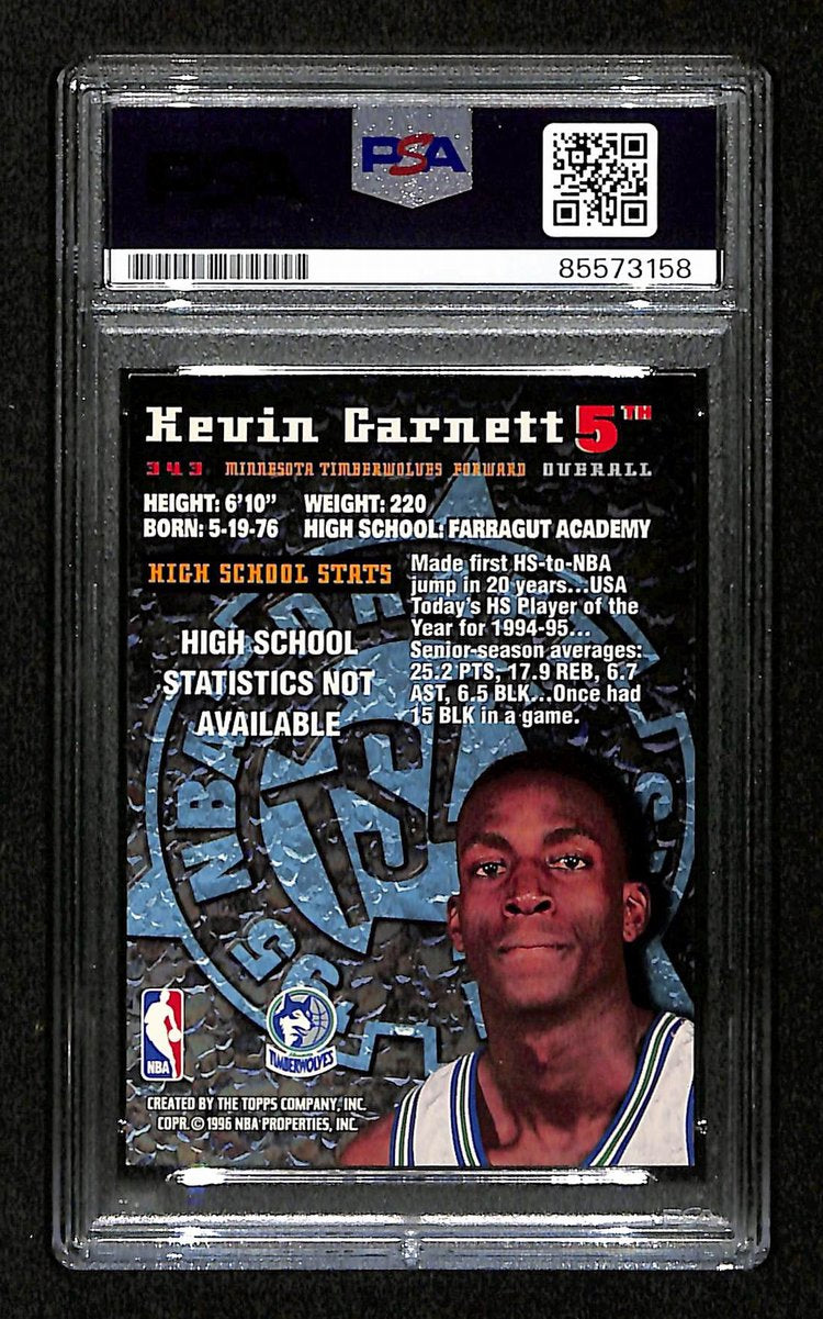 Kevin Garnett HOF Signed/Auto On Card 1995-96 TOPPS RC Card #343 PSA/DNA 198731