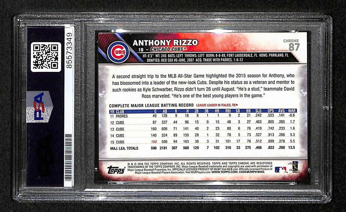 Anthony Rizzo Signed/Autographed On Card 2016 TOPPS Card #87 PSA/DNA 198738