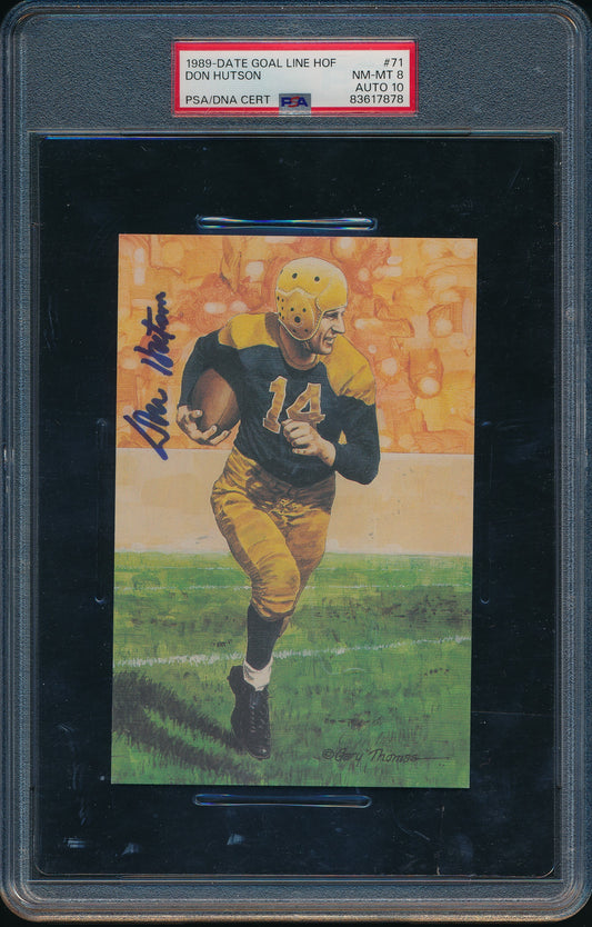 Don Hutson HOF Signed 1991 Goal Line Art GLAC Postcard PSA/DNA NM-MT 8 198348