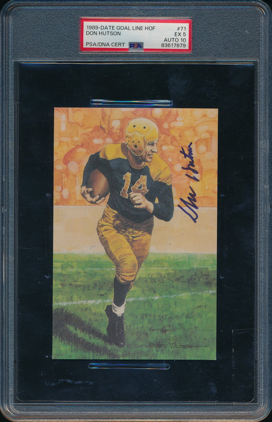 Don Hutson HOF Signed/Auto 1991 Goal Line Art GLAC Postcard PSA/DNA EX 5 198349