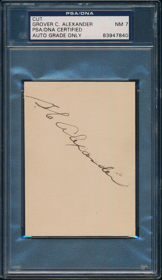 Grover Cleveland Alexander HOF Signed/Auto 4x3 Cut Card Cubs PSA/DNA 198477