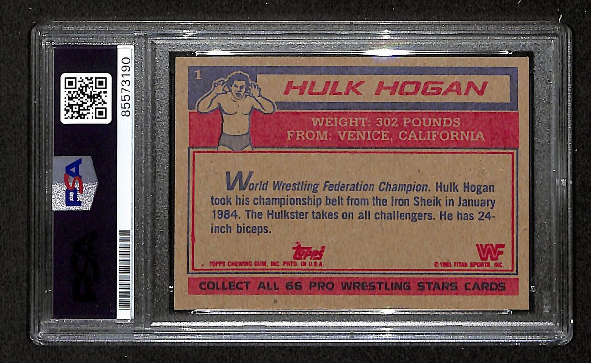 Hulk Hogan Signed/Autographed On Card 1985 TOPPS WWF RC Card #1 PSA/DNA 198797