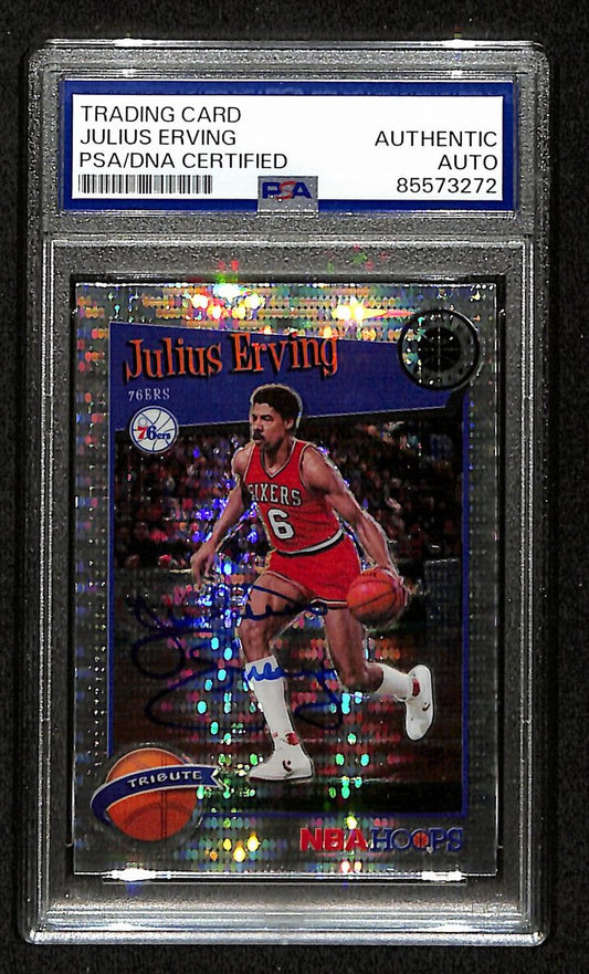 Julius Erving HOF Signed/Auto On Card 2019 Panini Hoops Card #293 PSA/DNA 198809