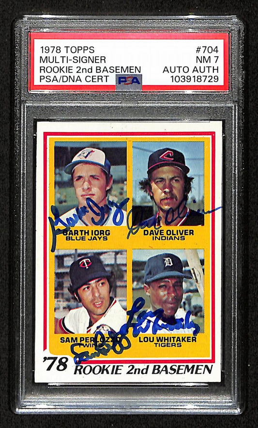 Lou Whitaker Signed/Auto On Card 1978 TOPPS Rookies 4/4 Card #704 PSA/DNA 198825