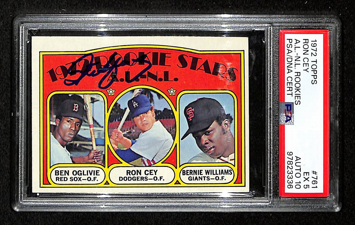Ron Cey Signed On Card 1972 TOPPS RC Card #761 Dodgers PSA/DNA Auto 10 198819