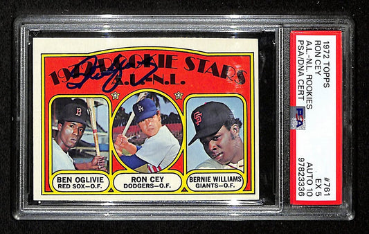Ron Cey Signed On Card 1972 TOPPS RC Card #761 Dodgers PSA/DNA Auto 10 198819