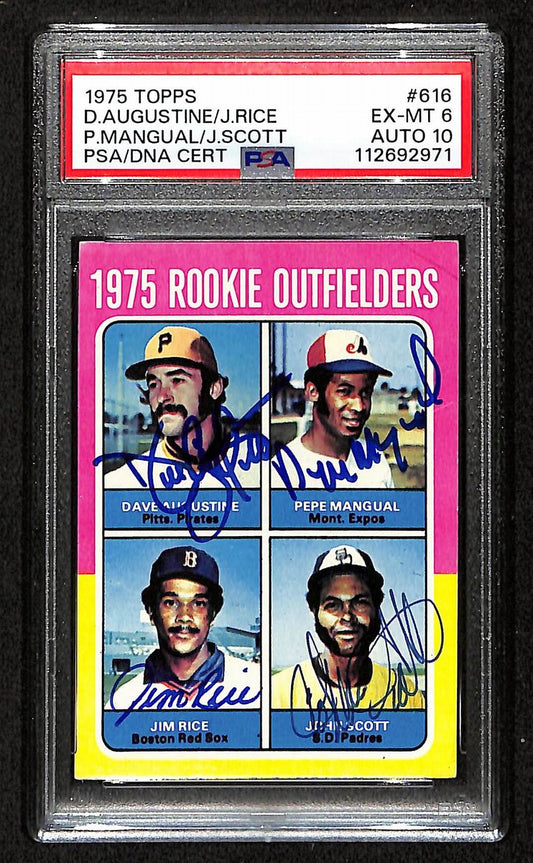Jim Rice HOF Signed On Card 1975 TOPPS Outfielders RC Card #616 PSA/DNA Auto 10