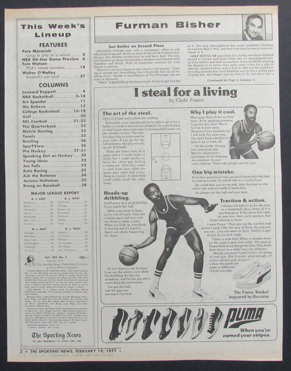 Pistol Pete Maravich HOF Signed/Auto 1977 The Sporting News Newspaper JSA 198503