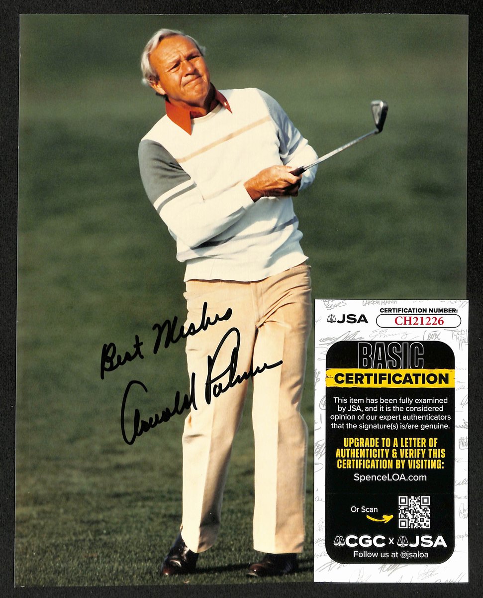 Arnold Palmer Signed/Inscribed 8x10 Photo PGA Masters Champ JSA 198831