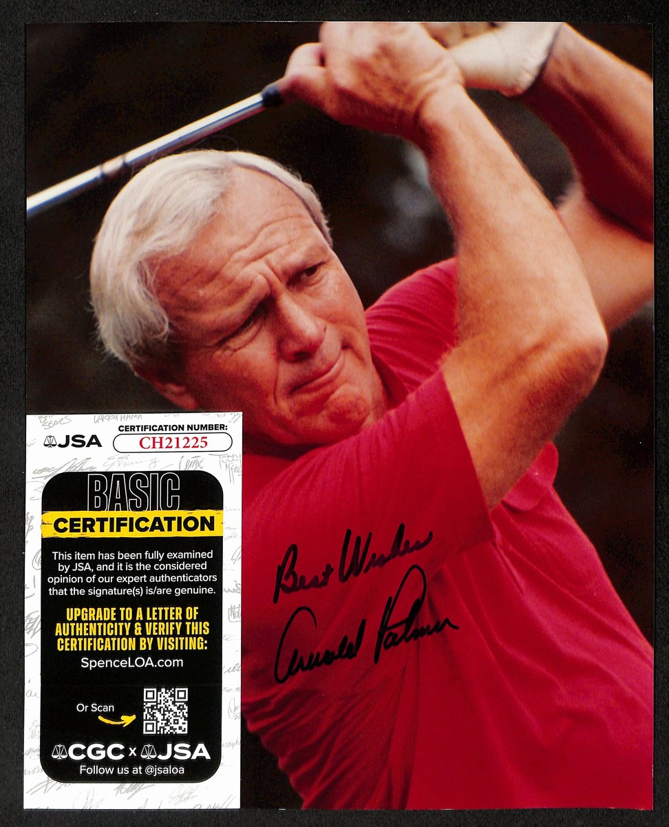 Arnold Palmer Signed/Inscribed 8x10 Photo PGA Masters Champ JSA 198832