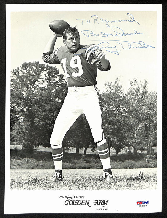 Johnny Unitas HOF Signed/Inscr Vintage 8x10 Photo Baltimore Colts PSA/DNA 198845