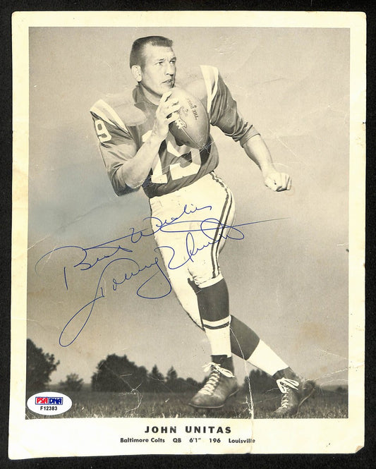 Johnny Unitas HOF Signed/Inscr Vintage 8x10 Photo Baltimore Colts PSA/DNA 198847