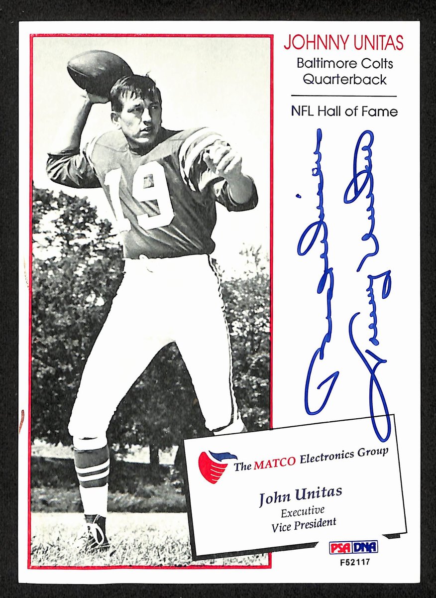 Johnny Unitas HOF Signed/Inscr 5x7 Photo Card Baltimore Colts PSA/DNA 198849