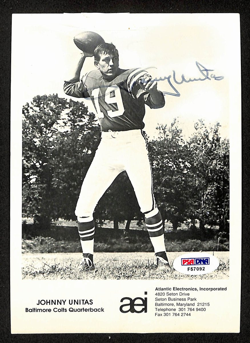 Johnny Unitas HOF Signed/Auto 5x7 Photo Card Baltimore Colts PSA/DNA 198851