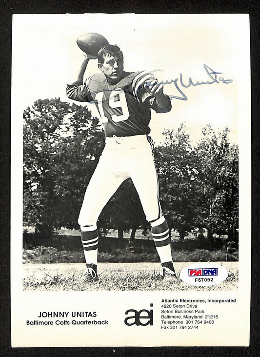 Johnny Unitas HOF Signed/Auto 5x7 Photo Card Baltimore Colts PSA/DNA 198851