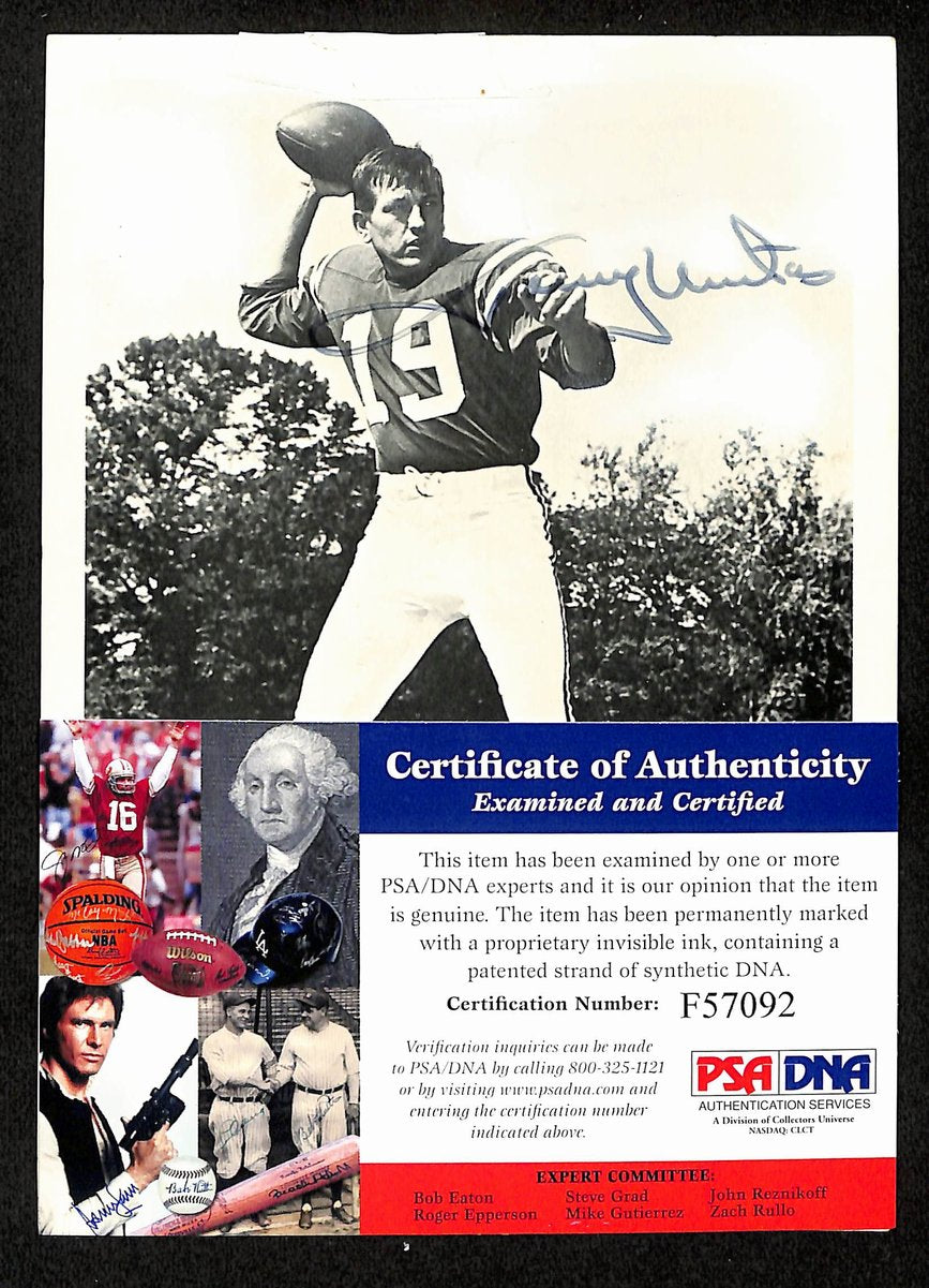 Johnny Unitas HOF Signed/Auto 5x7 Photo Card Baltimore Colts PSA/DNA 198851