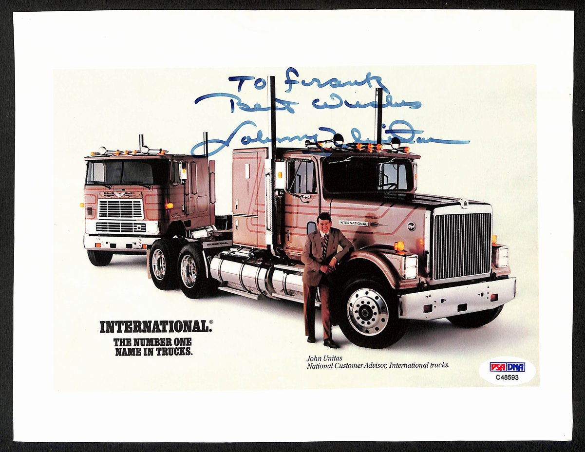 Johnny Unitas HOF Signed/Inscr 8x10 Advertisement Photo Colts PSA/DNA 198856