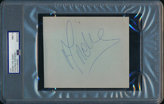 Andre The Giant Signed/Auto 5.5x4.5 Cut Card WWF Champ PSA/DNA MINT 9  198490