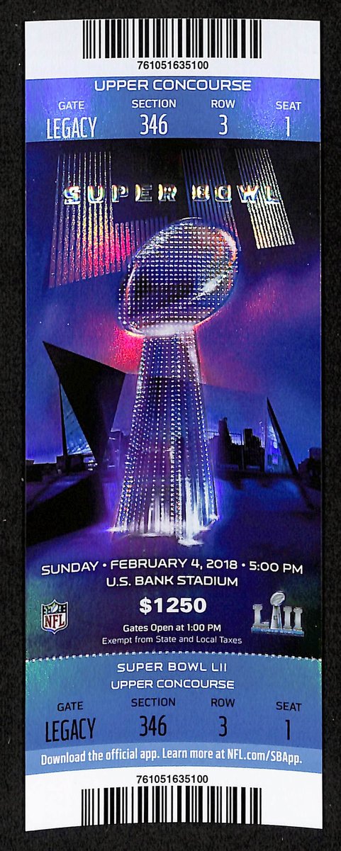 2018 Super Bowl LII Full Unused Mint Authentic Ticket Eagles vs. Patriots 198874
