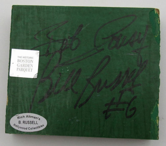 Bob Cousy/Bill Russell Dual-Signed Boston Garden Parquet Floor 4x4 PSA/DNA 19742