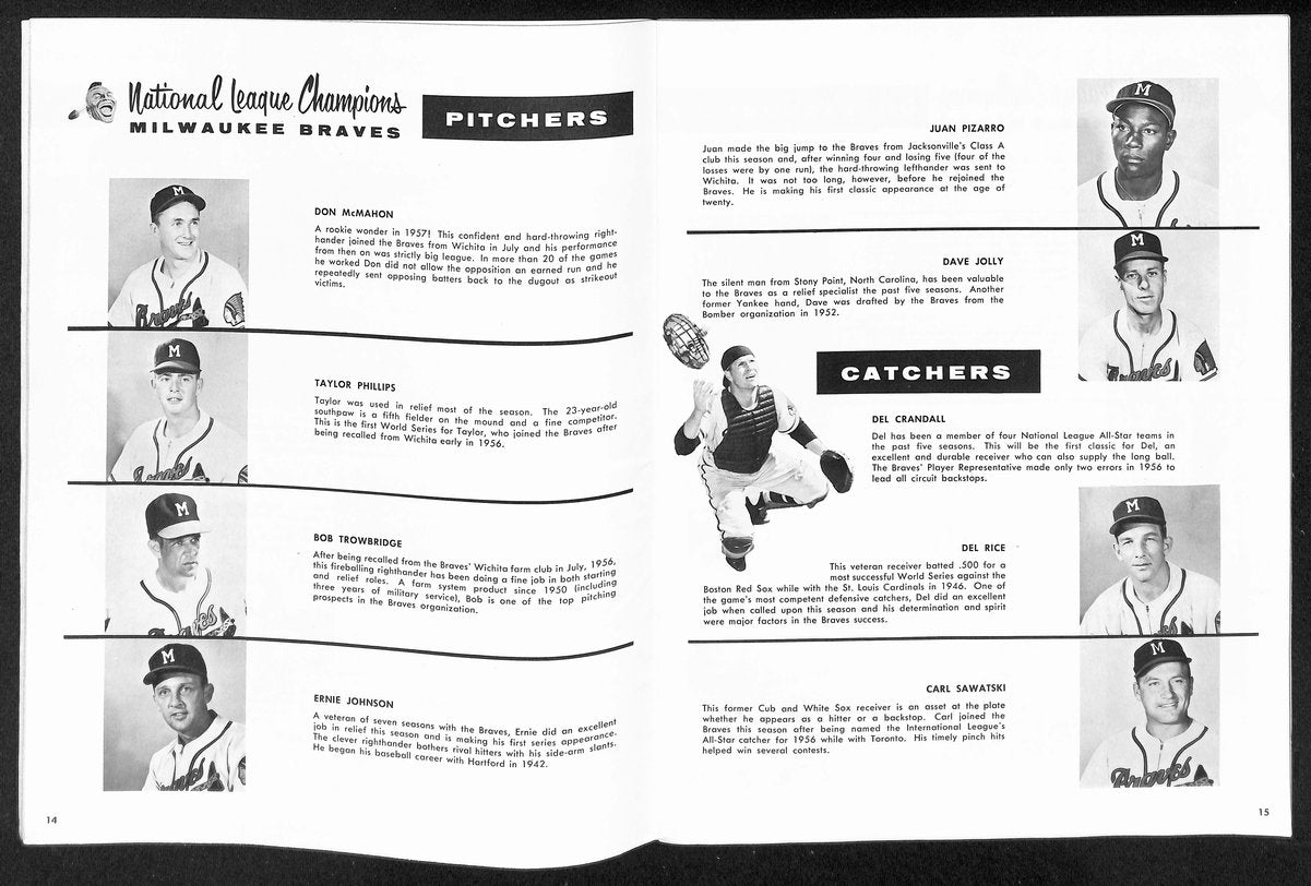 1957 World Series Program Milwaukee Braves vs. New York Yankees Scored 198890